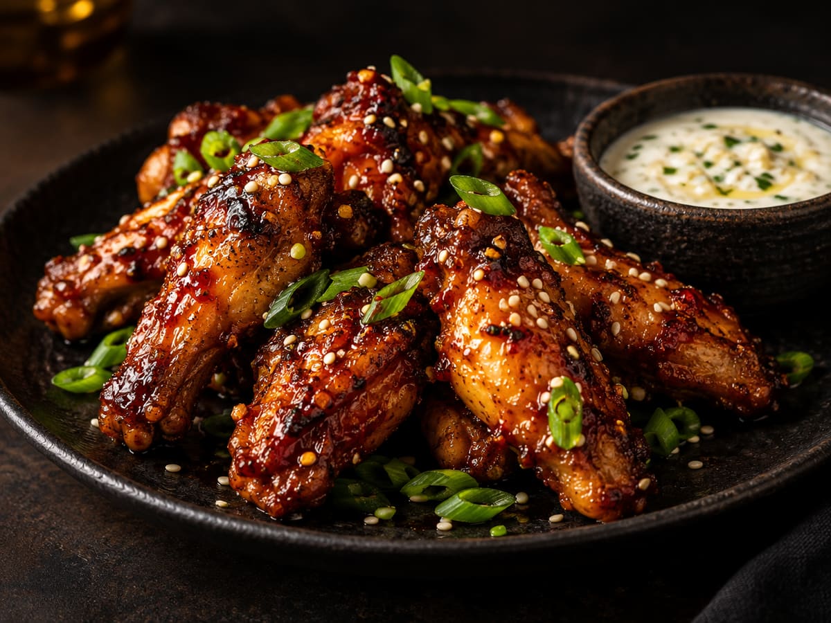 Honey chilli grilled chicken wings with sesame and spring onion